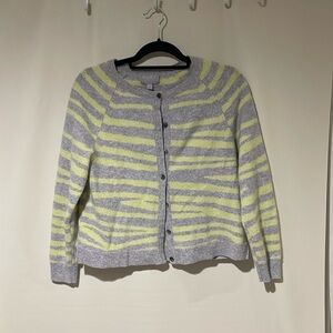 Pure Collection Gray and Yellow Striped Cardigan